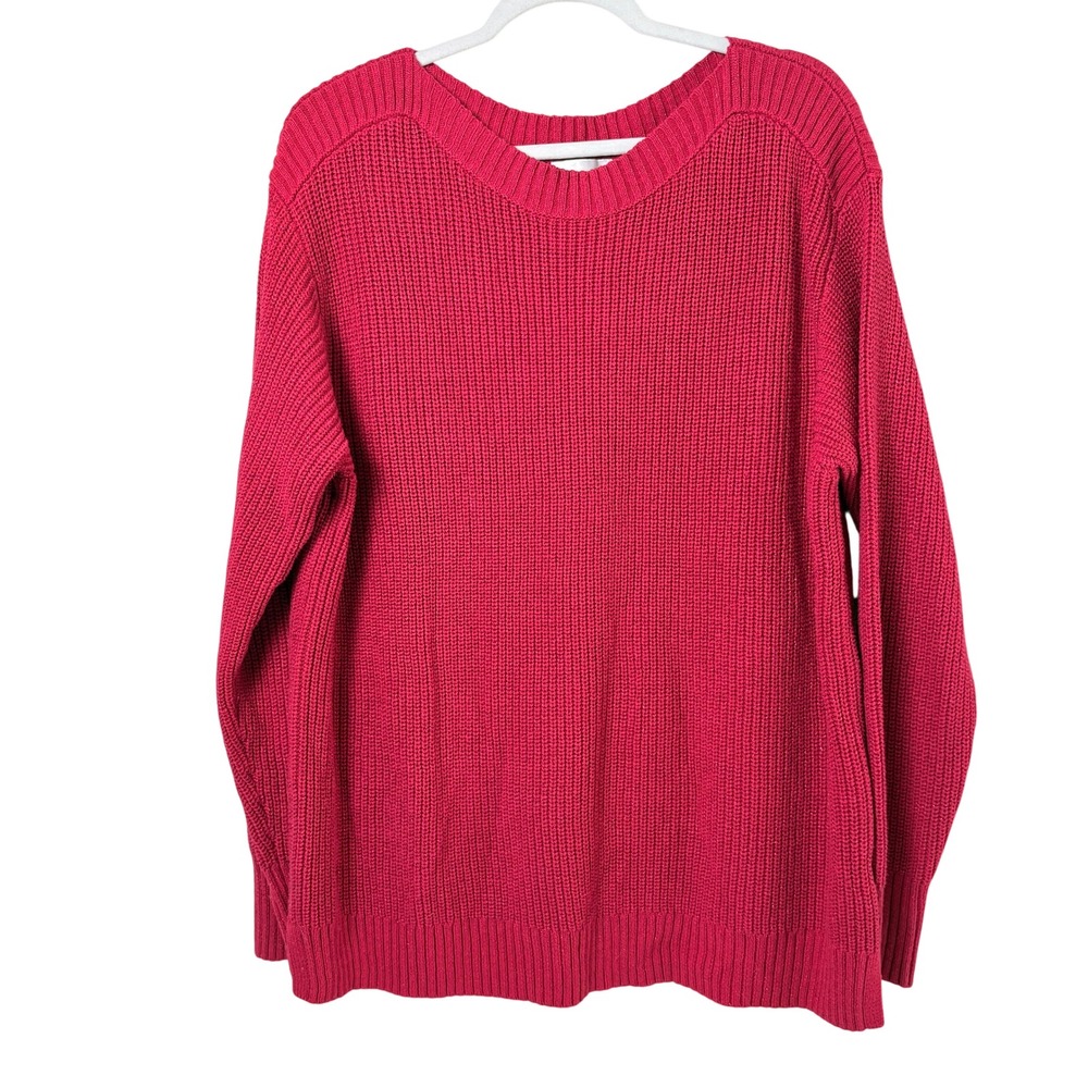 Belle by Kim Gravel Sweater Size XL Red Metallic Shaker Knit Boat Neck A627938